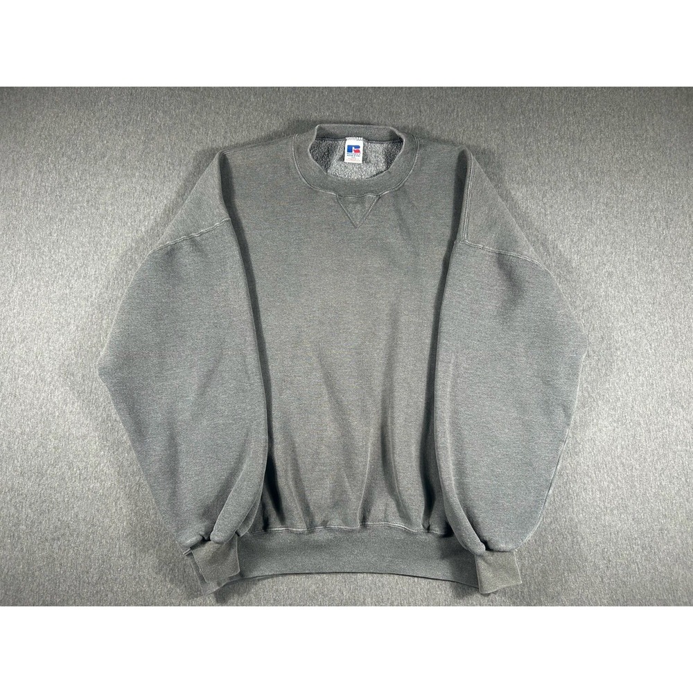 Vintage 90s Russell Athletic Blankโ Gray Crewneck Sweatshirt XXL